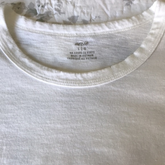 Aerie distressed white crop tee like new never worn - Picture 2 of 2